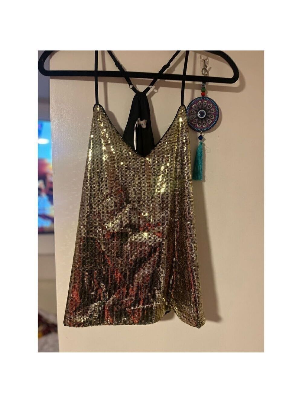 Grace Karin  Gold Glittery sequin clubbing strap size Medium BNWT - Picture 5 of 11